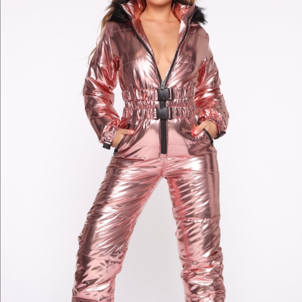 Boujee Snow Jumpsuit - Rose Gold